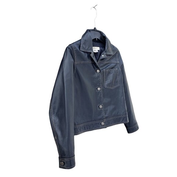 Nine West cropped black leather jacket, size S - Picture 2 of 8